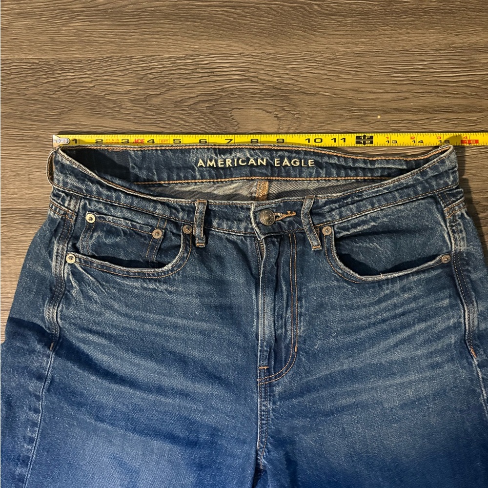 American Eagle Dark Blue  Super High Rise Baggy Wide Leg Jeans 6 - Picture 3 of 9